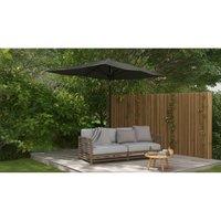 2x3m Aluminium Rectangular Parasol - Weather-Resistant Tilt & Crank Garden Umbrella - Modern Dark Grey