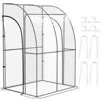 143cm x 118cm Walk-In Lean-To Greenhouse Storage Shed - Durable Steel Frame, Weatherproof PVC Cover, Space-Saving Design