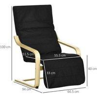 Birch Wood Recliner Lounge Chair with Adjustable Footrest - Modern Padded Armchair, 120kg Capacity