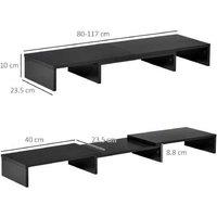 Adjustable Black MDF Dual Monitor TV Stand Riser - Storage & Ergonomic, Contemporary