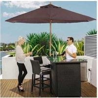 2.5m Wooden Garden Patio Parasol - Weather-Resistant Coffee Shade, Classic Teak Frame
