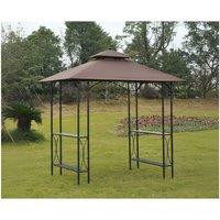 2.5x1.5m Powder-Coated Metal BBQ Gazebo - Weather-Resistant Sun Shelter with Side Tables