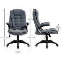 Ergonomic Reclining Office Chair - Adjustable Arms, Tilt, Linen-Feel, Grey