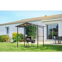 2.51.5m Aluminium & Steel Grill Gazebo - Weather-Resistant BBQ Shelter with Polycarbonate Roof & Shelves