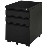 Lockable Metal Filing Cabinet - Anti-Tilt, 3 Drawers, Underdesk Office Storage - Black