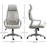 Ergonomic High Back Mesh Office Chair - Adjustable Height, Wheels, Grey
