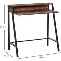 Brown Engineered Wood Writing Desk - Compact Home Office Table with Storage Shelf, Contemporary Living Room Workspace