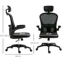 Ergonomic Mesh Office Chair with Adjustable Lumbar & Headrest - Black, 120kg Capacity