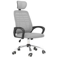 Ergonomic Mesh Office Chair - Adjustable Headrest, Armrests & Lumbar Support - Grey