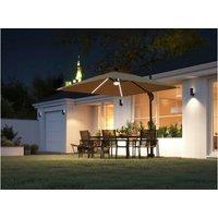 2.5m Aluminium LED Cantilever Parasol - 360 Tilt, Weather-Resistant, Khaki