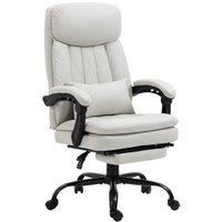 Ergonomic Massage Office Chair - Cream Faux Leather, Reclining, Heated, Adjustable Height, 120kg Capacity
