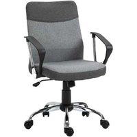 Grey Linen Ergonomic Swivel Desk Chair - Adjustable Rocker for Home Office