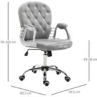 Velvet Diamond Tufted Ergonomic Office Chair - Adjustable Height, Swivel, Glam Style