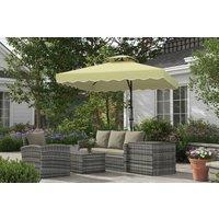 2.5m Beige Cantilever Parasol - Double Top, Metal Frame, Offset Garden Umbrella