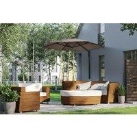 2.5m Aluminium Wall-Mount Garden Parasol - 180 Rotating Canopy, Khaki, Space-Saving Outdoor Shade