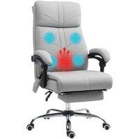 Faux Leather Ergonomic Massage Office Chair - Adjustable, Light Grey, 120kg Capacity