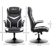 Faux Leather Ergonomic Racing-Style Office Chair with Adjustable Height & Flip-Up Armrests