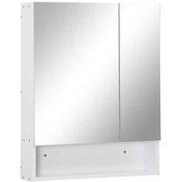 White Wall Mirror Bathroom Cabinet - 2 Doors - Modern MDF, Adjustable Shelf, Space-Saving