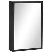 Stainless Steel Mirror Cabinet - 40x60cm Black - Wall-Mounted Bathroom Storage with Shelves