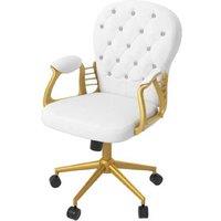 Ergonomic Cream Velour Tufted Office Chair with Padded Arms & Tilt Function