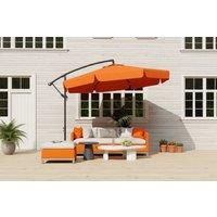 2.7m Outdoor Cantilever Banana Parasol - Weather-Resistant Metal Frame, Adjustable Shade, Modern Garden Umbrella (Orange)