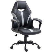 Ergonomic Faux Leather Gaming Chair - Adjustable Swivel, High Back, Black/Grey