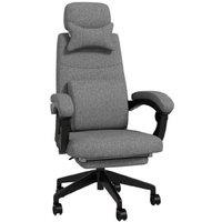 Ergonomic Reclining Office Chair with Footrest - Adjustable Height, Lumbar Support, Dark Grey, 120kg Capacity