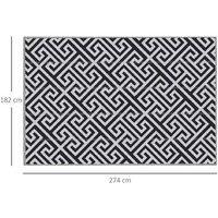 6x9ft Reversible Outdoor Rug - Black/White Straw Garden Patio Accessory