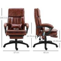Faux Leather Gaming Recliner Chair - 7-Point Massage, Adjustable Height, Brown - Ergonomic Office Seating