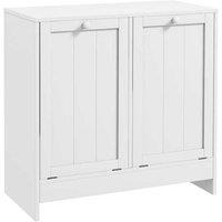 Double Laundry Hamper Cabinet - Freestanding Laundry Storage, 2-Basket, White Finish