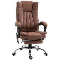 Heated Ergonomic Recliner Office Chair - Brown Leathaire, Adjustable with Massage & Footrest