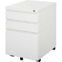 White Steel 3-Drawer Lockable Rolling Filing Cabinet - Office Storage Solution
