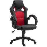 Ergonomic Faux Leather Office Chair - Adjustable Height, Swivel, Armrests - Black/Red
