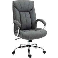 Grey Linen Ergonomic Swivel Office Chair - Adjustable Height & Arms