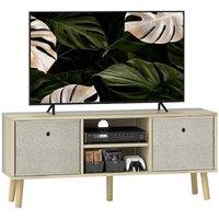 Contemporary TV Stand with Foldable Storage Drawers - For TVs up to 50" - Fabric & Wood - Modern Living Room