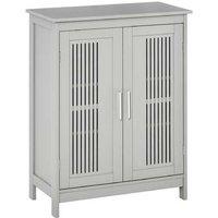 Modern Grey Freestanding Bathroom Floor Cabinet - MDF, Adjustable Shelves, Space-Saving Storage