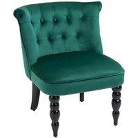 Velvet Wingback Accent Chair - Button Tufted, Dark Green, Vintage Style, Plush Upholstery