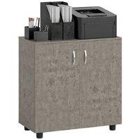 2-Tier Lockable Office Storage Cabinet - Wood, Secure, Compact, Modern