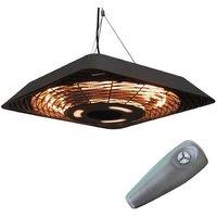 2000W Outdoor Ceiling Halogen Heater - Remote Control - Modern Black Patio Accessory