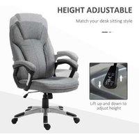Linen Ergonomic Office Chair - Adjustable Height, Tilt, Padded Arms, High Back