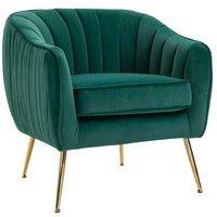 Green Velvet Tub Armchair with Gold Metal Legs - Modern Accent Chair, 125kg Capacity