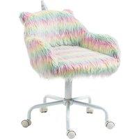 Fluffy Unicorn Ergonomic Desk Chair - Swivel, Adjustable Height, Faux Fur, with Arms - Kids & Adults