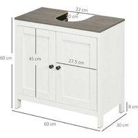 Under Sink Bathroom Cabinet - Double Doors - Modern Particle Board Storage, Antique White, Space-Saving
