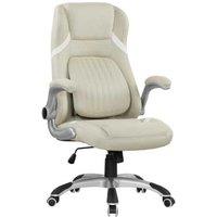 Beige Linen Ergonomic Office Chair - Adjustable Height & Tension, High Back, 120kg Capacity