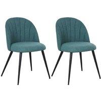 Set of 2 Velvet Shell Back Dining Chairs - Modern Metal Legs, Padded Seating