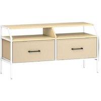 Industrial TV Stand with Storage - Fabric Drawers, Pockets & Shelves for 55" Screens