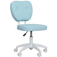 PU Faux Leather Ergonomic Swivel Office Chair - Armless, Adjustable Height, Blue
