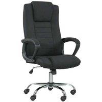 Ergonomic Linen-Look Swivel Office Chair - Adjustable Height, Black, 120kg Capacity