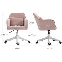 Pink Velvet Ergonomic Office Chair with Massage & Wheels - Adjustable Height, Swivel, Tub Seat