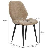 Set of 2 Velvet Dining Chairs - Metal Legs - Light Brown - Modern Padded Seating
